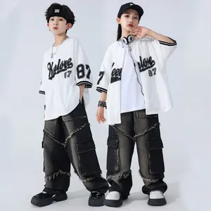 Abbigliamento da palcoscenico per bambini da ballo da danza da danza corto maniche hip hop abbigliamento per bambini abiti da ballo da ballo per bambini costume jazz costume jazz wy9959