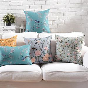 Pillow Floral Decorative Pillows Covers Country Decoration Colorful Red Green Blue Vintage Throw Case