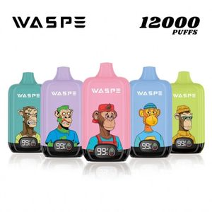 オリジナルのWaspe Vape Factory Supply waspe使い捨てベイプ12000ビッグパフバー20ml液体電子タバコ蒸気ポッドペン付きlcdディスプレイeシガー