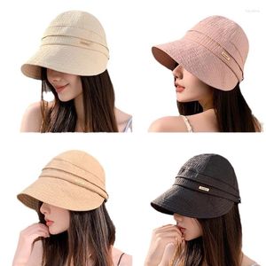 Geniş Memul Şapkalar Kore Yaz Kadın Güneş Kapakları Gelişmiş Duygusal Metal Etiket Ducker Şapka Moda Kızlar Açık Mekan Çok Yahudi Güneş Koruyucu
