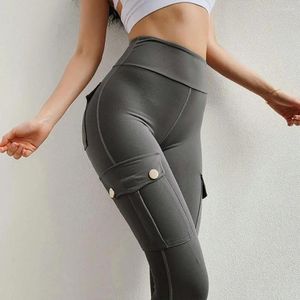 Kadın Pantolon Kadın Yoga Yüksek Bel Sıkmızsız Kalça Kaldırma Spor Taytları Cepler İnce Uygun Sıkı Elastik Pantolon İş giysileri
