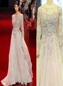 Elie Saab 2019 Evening Dresses Bling Bling Bateau Neck Prom Glänningar Golvlängd Pärlor Crystal Red Carpet Special Endan Dress5972786