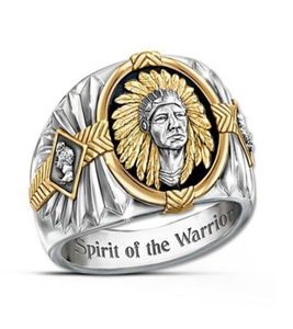Personlig samling Zhimu Ornament Hip Hop Indian Spiritual Totem Viking Warrior Two Color Ring7929240