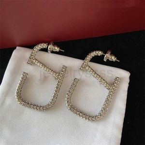 2023 earrings designer for women stud luxury gold heart shape pearl crystal gold double V letter 925s silver jewelry classicDX91