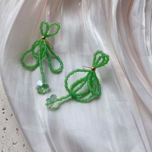 Dangle Ohrringe handgefertigt personalisierte Retro Holiday Style Green Perlen Butterfly Anhänger für Frauen Mädchen Ohrringschmuck