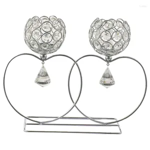 Candle Holders Holder Wedding Props Home Decoration Double Heart Metal Ornament Silver