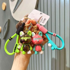 Cartoon Electroplated Standing Rabbit Schlüsselbeutel Hängende Dekoration Paar Little Doll Keychain Doll Auto Hanging Accessoires