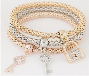 Bracletti a ciondolo a tratto di medaglioni a chiave braccialetti donne strati di colore oro braccialetti per donna punk pulseras regali di gioielli collegamenti 4250800