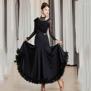 Stage Wear Ballroom Dance Competition Clothing For Women Modern Tops Big Swing Skirts Suit Waltz National Standard Dress DQS15659