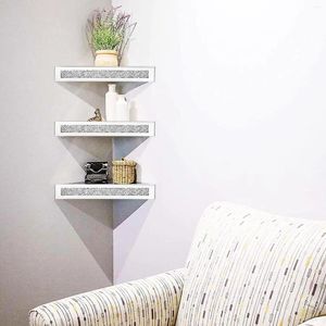 Decorative Plates 2 Pieces Of Corner Shelves Broken Drill Wall Hangings Floating Crystal Mirror Mounts