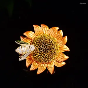 Brooches Japanese And Korean Fashion Style Sunflower Bee Brooch Creative Spring Activity Clothing Simple Accessories Corsage