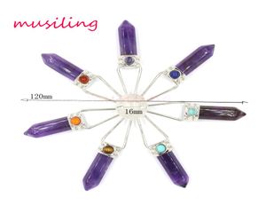 Reiki Pendulum 7 Chakra Beads Hexagon Prism Magic Wand Energy Pendant Natural Stone Charms Healing Amulet Jewelry3402922