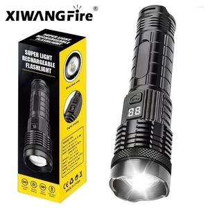 Flashlights Torches Powerful LED Usb Rechargeable Portable Torch Built-in 18650 Battery 5 Mode Lighting Outdoor Emergency Camping