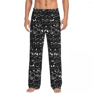 Filme assustador de roupas de sono masculina Tim Christmas Halloween Skull Pajama Pants Prants PRIM PRINCRA PRONTAÇÃO DO SLUGO COM BOLOS