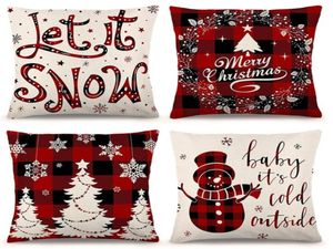 Christmas Pillow Covers 1818 Inch Set of 4 for Christmas Decorations Farmhouse Black and Red Buffalo Plaid Pillow Covers Linen Pi92025494