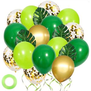 Party Decoration Jungle Green And Gold Confetti Balloons With Palm Leaves For Kids Boys Birthday Baby Shower Safari Wild Theme Decorations