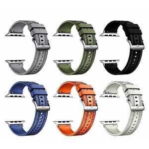 Composite Braided Nylon Silicone Watch Strap For Apple Watch 8 7 6 9 Ultra2 49mm With Metal Connector Wristbands Iwatch Bands 45mm 41mm 38mm 42mm 40mm 44mm Accessories