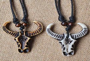 Pendant Necklaces Yak Bone Charm Cow Bull Ox Head Skull Leather Rope Necklace Jewelry Accessories Adjustable4551139