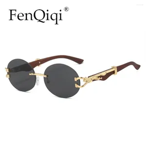 Sonnenbrille Mode Randless Round Frameless Eyewear Männer Frauen Brille für 2024 Scherze Leopard de Sol Hombre UV400