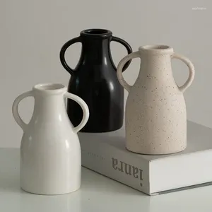 Vaser 2024 Vase Shumen Inns Nordic White Advanced Creative Simple Ceramic Dry Flower Decoration Living Room Arrangement