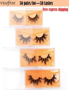 50pcslot Bulk Viso 5D Mink Eyelashes Thick Long Mink Lashes Natural Dramatic Volume Eyelashes Extension 3D False4746295