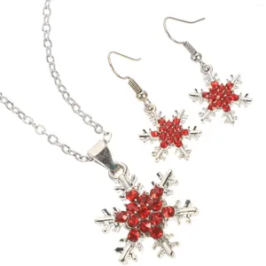 Necklace Earrings Set Snowflake Pendant Crystal Christmas Necklaces Gifts For Stocking Stuffers Hang