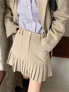 Signe Alien Kitty Khaki Women Mini chic slim minimalista in stile preppy sexy 2024 all'inizio dell'autunno solido vita alta