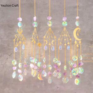 装飾的な置物Yeulioncraft Crystal Windchimes Star Moon Pendant Handmade Sun Light Catcher Garden Winde