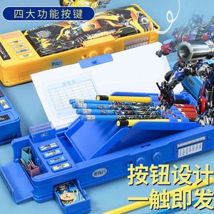 Transformers文房具ボックスマルチ機能ハイテク鉛筆ボーイズパスワードロック幼稚園バッグキュートと超クールなトレンド240429