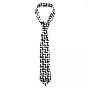 Bow Ties Houndstooth Black And White Pattern Necktie Women Polyester 8 Cm Neck Tie For Mens Slim Wide Suits Accessories Gravatas Cosplay
