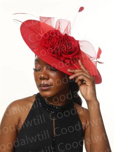 Big Derby Kentucky Ascot Kopfbedeckung Frauen Tea Party Faszinator Hüte mit Blumenereignis Church Chapeau Cap Ladies Anlass Pillbox