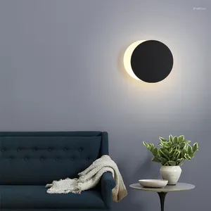 Wall Lamp Indoor Nordic Minimalist Light Bulb Creative Rotational Eclipse Aisle El Room Bedroom Bedside