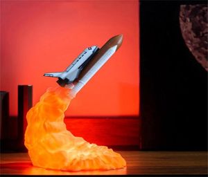 2020 NEW Drop 3D Print LED Night Light Space Shuttle Rocket Bedroom Table Decoration Lamp FOR Kid Christmas Gift C10076786206