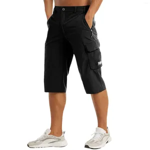 Mäns shorts sommar snabb torr 3/4 byxor avslappnad mult-pocke lättvikt utomhus vandring taktisk last nylon