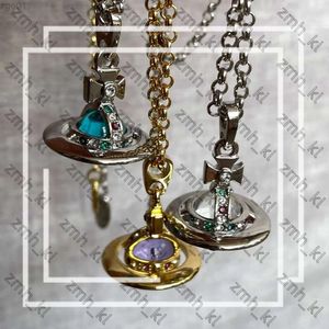 Desgner viviane westwood necklace Empress Dowager Purple Blue Whte Crystal Sold Saturn Necklace Medum Glass Planet Sweater Chan viviennes westwood necklace 897