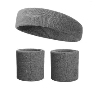 Handledsstöd 3st män kvinnor elastiska pannband armband yoga träning svettband set atletisk löpande gym bomullsblandning fuktig wicking