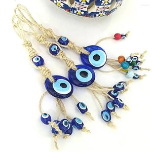 Decorative Figurines Elegant Handmade Wind Chimes With Blue Glass Decorations And Turkish Evil Eye Hanging Pendant -Perfect For Car