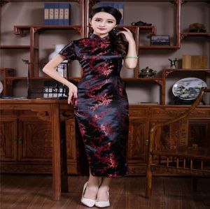 Shanghai Story Long Chinese Cheongsam Elbise Çiçek Baskı Kadın039S Qipao Elbiseler Geleneksel Çin Elbise Kısa Kol Oyrianta8729053