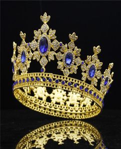 Moda Kraliyet Kral Düğün Taç Gelin Tiaras ve Taçlar Düğün Saç Takı Kristal Headdress Altın Diadem Pageant Gelin D1901115859444