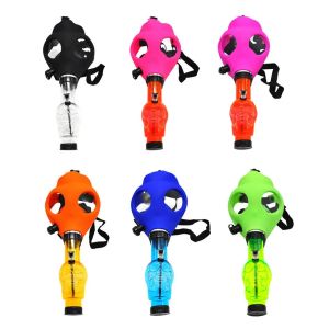 Water Hookahs cigarette Gas Mask Bong Both Glow in the Dark Water Hookahs Acrylic Smoking Pipe Silicone Masks Hookah Tobacco Tubes