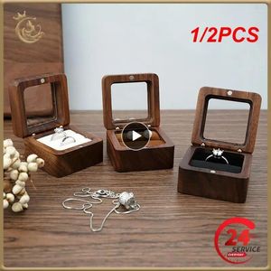 Jewelry Pouches 1/2PCS Vintage Wood Ring Holder Box Organizer Marriage Wedding Ceremony Gift Packaging Stud Earring Display