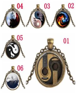 Yin Yang Tai Chi Pendant Black and White Wolf Sun and Moon Time Gemstone Halsband Enkla smycken7581488