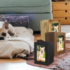 Wooden Pet Urn Ash Urns for Dogs Casket Remembrance Small Animal Funeral Po Frame Box Memorial Keepsake Supplies 240424