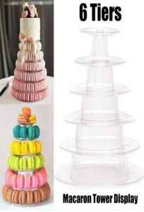 S 2018 6 poziomów okrągły Macaron Tower Cake Stand Macaron Display Stojak na wesele urodziny