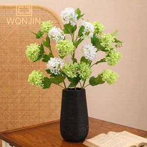 Decorative Flowers 1PC Simulation Long Branches 5 Heads Embroidered Balls Green Plants Home Decor Living Room Decorations Wedding Hydrangea