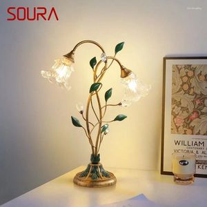 テーブルランプSoura Contemporary Lamp French Pastoral Led Creative Flower Living Room Bedroom and Study Home Decoration Desk