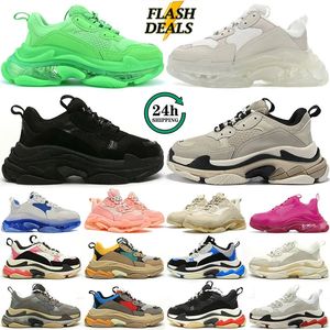 2024 Triple S män kvinnor designer skor plattform sneakers clear sole svart vit beige sandgrå röd rosa blå kunglig grön fuchsia segel herr tränare kvinnor tennis