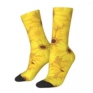 Mulheres meias, impressão de girassol amarelo gerbera flores góticas meias de inverno anti -deslize homens esportes ao ar livre personalizados