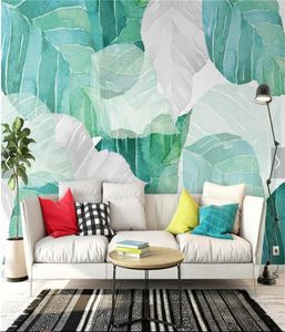 Design del Nord Europa Wallpaper tropicale PO murale murale per soggiorno per la camera da letto foglia di lussuoso carta da parete di lusso personalizzato qualsiasi dimensione9485396