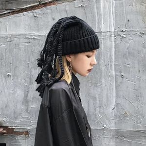 Berets Fashion Autumn Winter Black Solid Soft Warm Woman And Man Knit Hat Personality Cool Twist Braid Hip Hop Beanie Cap